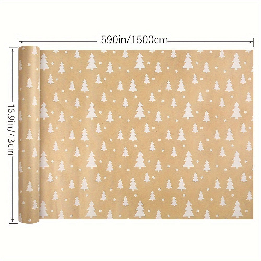 Vintage Kraft Paper Christmas Gift Wrapping Paper - Festive Christmas Tree Design