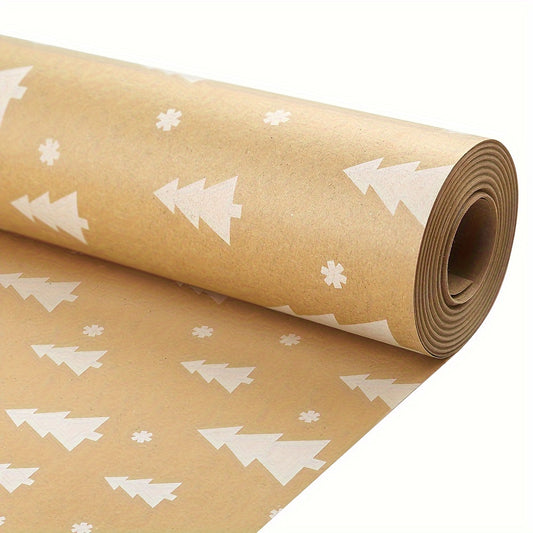 Vintage Kraft Paper Christmas Gift Wrapping Paper - Festive Christmas Tree Design