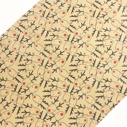 1 Roll, 49Ft Christmas Wrapping Paper Roll, Brown Gift Wrapping Paper With Elk For Xmas Party Gifts, Birthday, Graduation, Present Decorations-Elk (17in X 49Ft), Wrapping Paper, Tissue Paper, Flower Bouquet Supplies, Gift Wra
