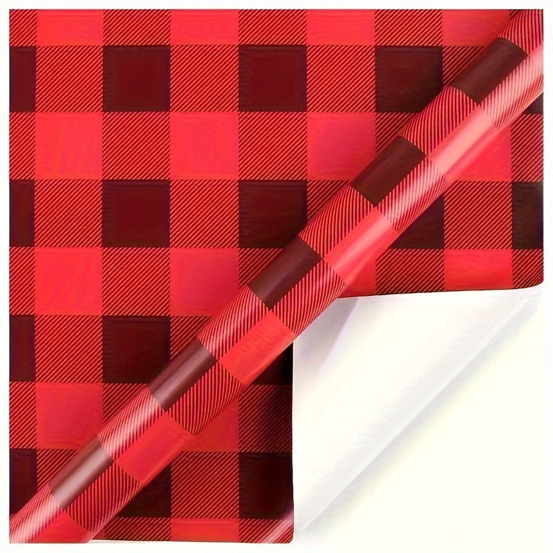 10pcs Holiday Red Plaid & Snowflake Gift Wrapping Paper Set - Festive Paper for Christmas, Weddings, Valentine's, Birthdays | Patterned Wrap Pack with No Accessories, Paper Material