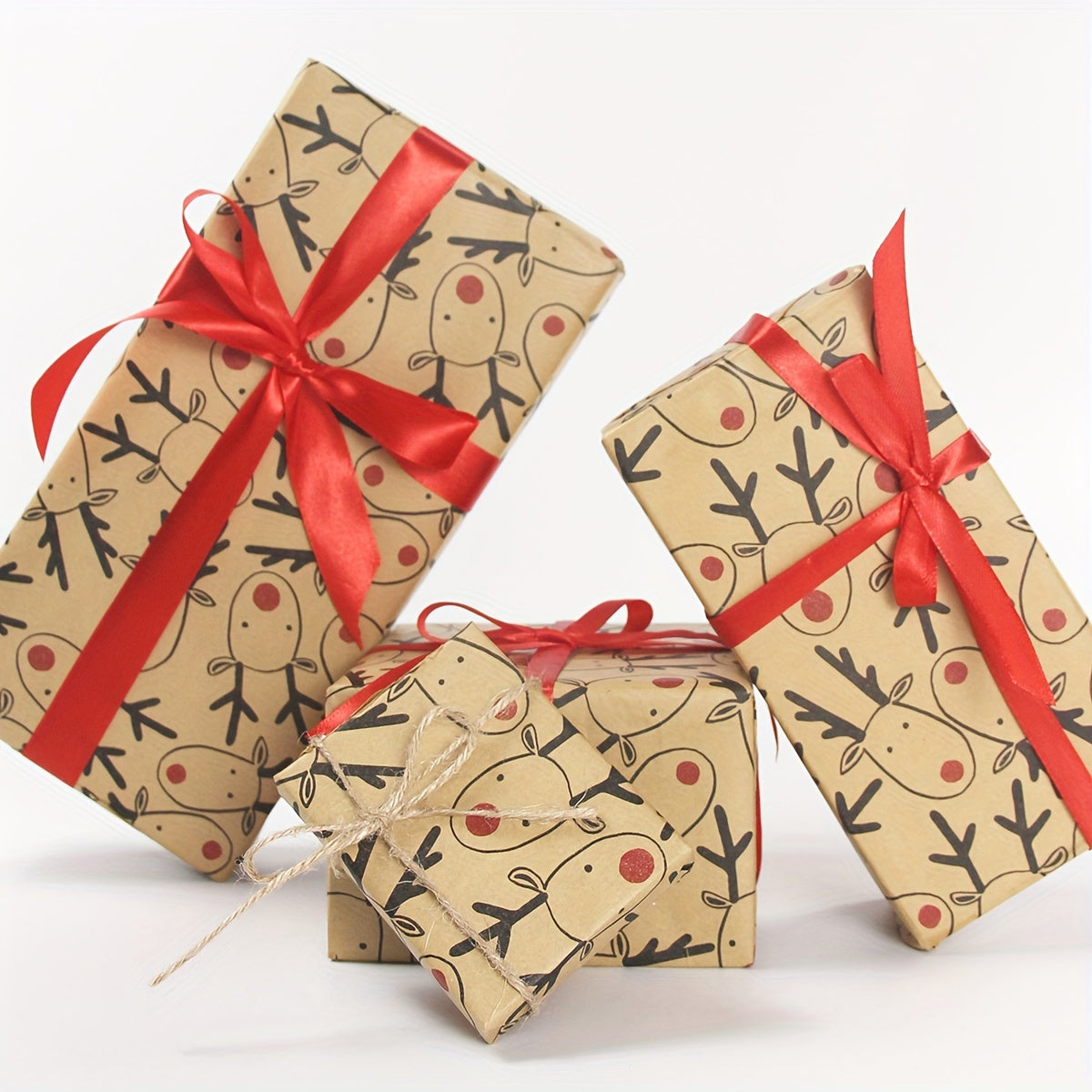 1 Roll, 49Ft Christmas Wrapping Paper Roll, Brown Gift Wrapping Paper With Elk For Xmas Party Gifts, Birthday, Graduation, Present Decorations-Elk (17in X 49Ft), Wrapping Paper, Tissue Paper, Flower Bouquet Supplies, Gift Wra