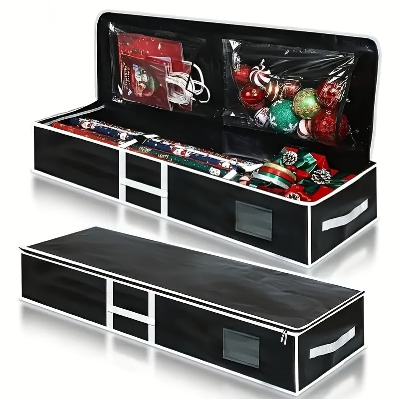 1pc Gift Wrapping Paper Organizer, Christmas Gift Wrapping Paper Storage Containers, Holiday Accessories Under The Bed Storage Bag, Dust, Moisture, And Sunlight Resistant Christmas Ornament Storage Bags, Red Organization And